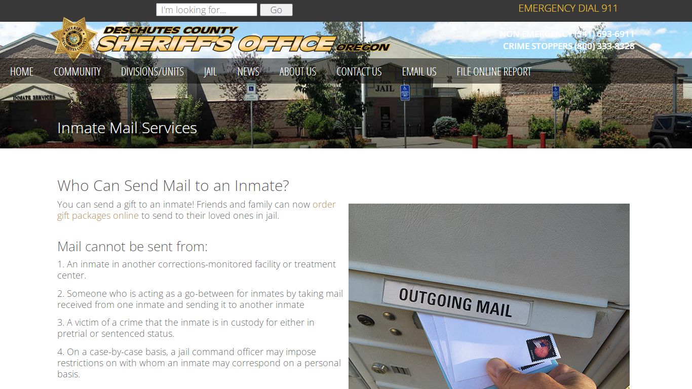 Inmate Mail Services - Deschutes County, Oregon